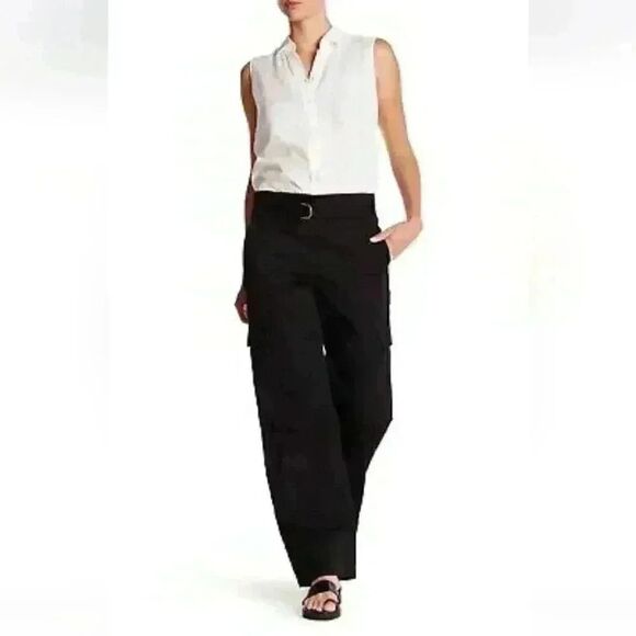 Helmut Lang Black Cargo Linen Twill Pants Size 8 - Picture 1 of 15